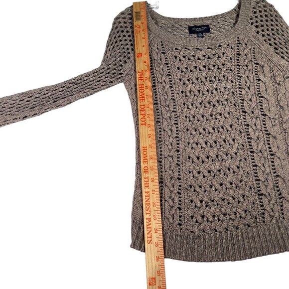 American Eagle Outfitters Sweater Womens Sz S Beige Cable Knit Pullover Stretch - Picture 6 of 9